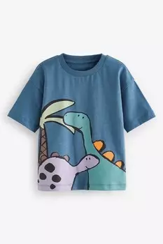 Футболка с коротким рукавом с персонажем (от 3м до 7лет) Next, синий