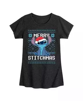 Футболка с коротким рукавом с принтом Big Girls Stitchmas Disney, черный