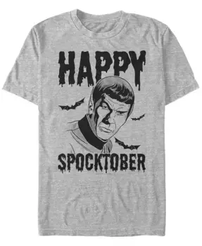 Футболка с коротким рукавом "Star Trek" мужская "Spock Happy Spocktober Halloween" Fifth Sun, серый