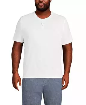 Футболка с коротким рукавом Super-T Henley для больших и высоких Lands' End, белый
