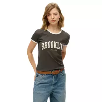 Футболка с коротким рукавом Superdry Ath Ess Ringer Fitted, черный