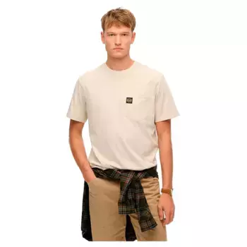 Футболка с коротким рукавом Superdry Contrast Stitch Pocket, бежевый