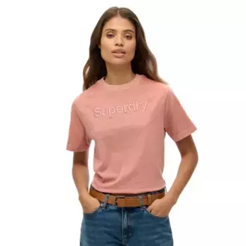Футболка с коротким рукавом Superdry Emb Core Logo Boxy Loose, розовый