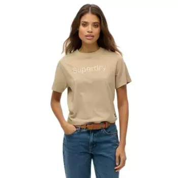 Футболка с коротким рукавом Superdry Emb Core Logo Boxy Loose, бежевый