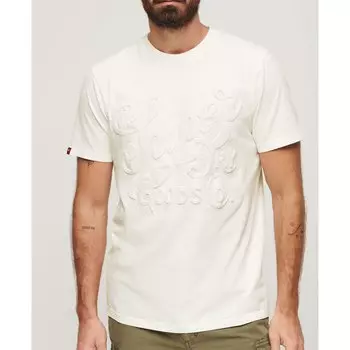 Футболка с коротким рукавом Superdry Embossed Archive Graphic, бежевый