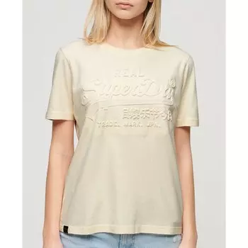 Футболка с коротким рукавом Superdry Embossed Vl Relaxed, бежевый