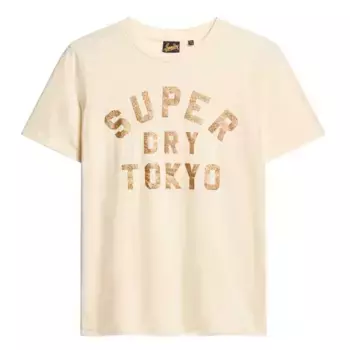 Футболка с коротким рукавом Superdry Glitter Logo Relaxed, бежевый