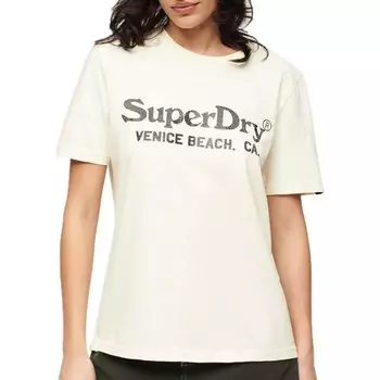 Футболка с коротким рукавом Superdry Metallic Venue Relaxed, бежевый
