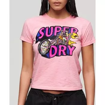 Футболка с коротким рукавом Superdry Neon Motor Graphic Fitted, розовый