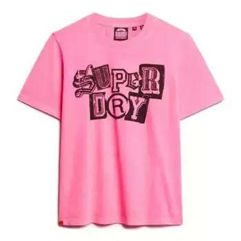 Футболка с коротким рукавом Superdry Punk Poster Relaxed, розовый