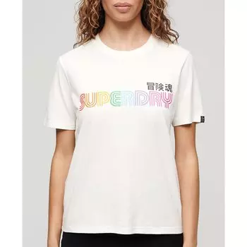 Футболка с коротким рукавом Superdry Rainbow Logo Relaxed, белый