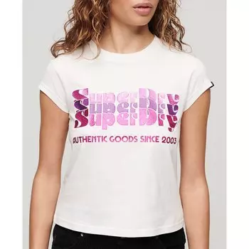 Футболка с коротким рукавом Superdry Retro Glitter Logo Cap, розовый