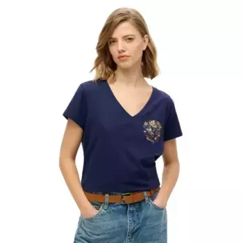 Футболка с коротким рукавом Superdry Suika Metallic Relaxed Vee, синий