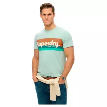 Футболка с коротким рукавом Superdry Terrain Logo Stripe Relxed, зеленый