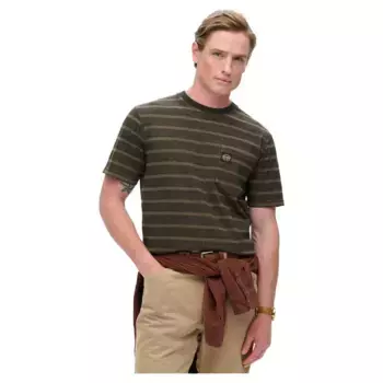 Футболка с коротким рукавом Superdry Textured Stripe Pocket, зеленый