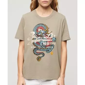 Футболка с коротким рукавом Superdry Tokyo Vl Relaxed, бежевый