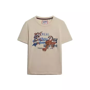 Футболка с коротким рукавом Superdry Tokyo Vl Relaxed Fit, бежевый