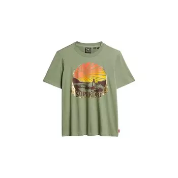 Футболка с коротким рукавом Superdry Travel Souvenir Relaxed, зеленый