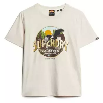 Футболка с коротким рукавом Superdry Travel Souvenir Relaxed, бежевый