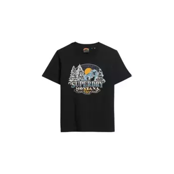 Футболка с коротким рукавом Superdry Travel Souvenir Relaxed, черный