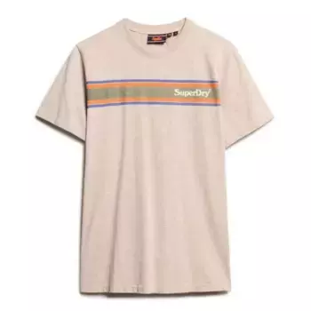 Футболка с коротким рукавом Superdry Venue Logo Stripe Relaxed, бежевый