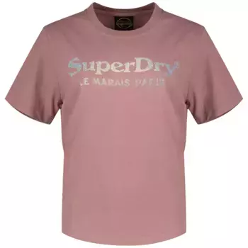 Футболка с коротким рукавом Superdry Venue Metallic Relaxed, розовый