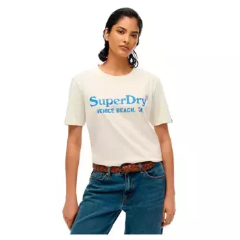Футболка с коротким рукавом Superdry Venue Metallic Relaxed Fit, бежевый