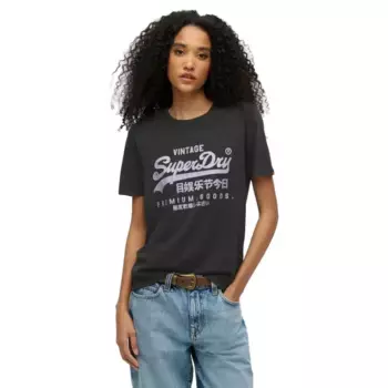 Футболка с коротким рукавом Superdry Vl Metallic Relaxed, черный