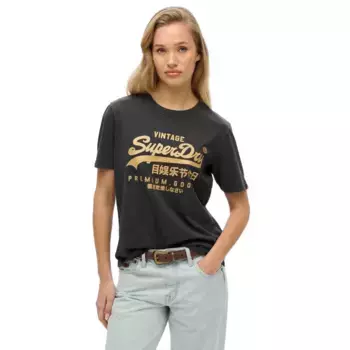 Футболка с коротким рукавом Superdry Vl Metallic Relaxed, черный