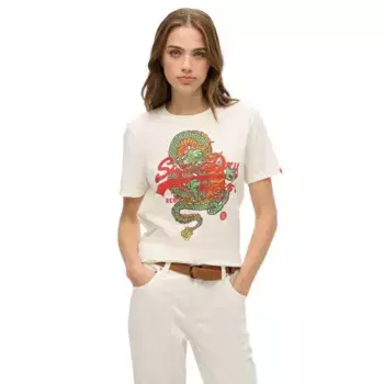 Футболка с коротким рукавом Superdry Vl Tokyo Relaxed, бежевый