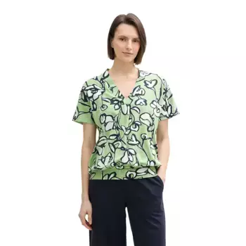 Футболка с коротким рукавом Tom Tailor V-Neck Alloverprinted, зеленый