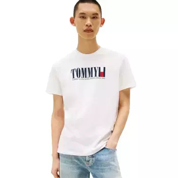 Футболка с коротким рукавом Tommy Jeans DNA Flag Regular Fit, белый