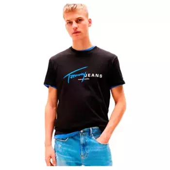 Футболка с коротким рукавом Tommy Jeans DNA Regular Fit, черный