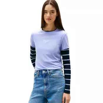 Футболка с коротким рукавом Tommy Jeans Ess Logo 1 Slim Fit, фиолетовый