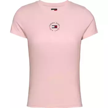 Футболка с коротким рукавом Tommy Jeans Essential Logo 2 Slim Fit, розовый