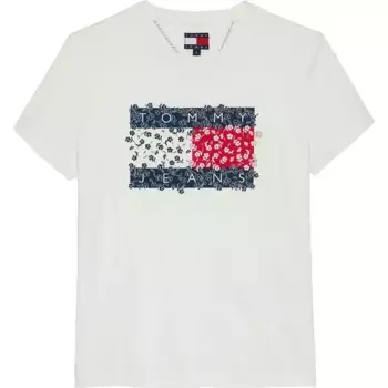 Футболка с коротким рукавом Tommy Jeans Floral Flag Regular Fit, бежевый