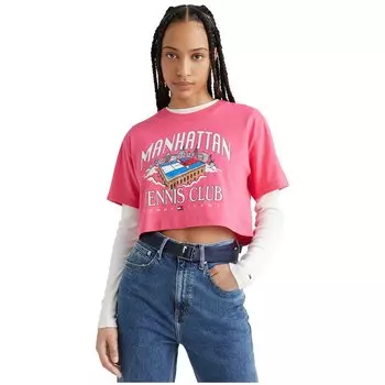 Футболка с коротким рукавом Tommy Jeans Manhattan Tennis Club, розовый