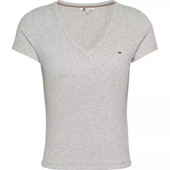 Футболка с коротким рукавом Tommy Jeans Slim Essential Rib, серый