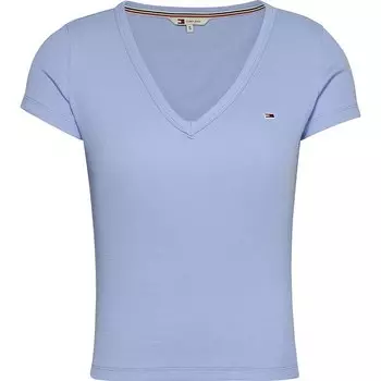 Футболка с коротким рукавом Tommy Jeans Slim Essential Rib, фиолетовый