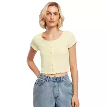 Футболка с коротким рукавом Urban Classics Cropped Button, желтый