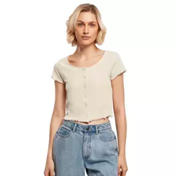 Футболка с коротким рукавом Urban Classics Cropped Button, бежевый