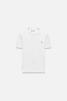 Футболка с коротким рукавом в ребребне ZARA, белый