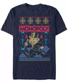 Футболка с коротким рукавом в рождественском стиле от Monopoly для мужчин Fifth Sun, синий