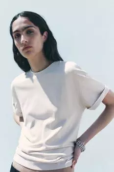 Футболка с коротким рукавом ZARA, песочный