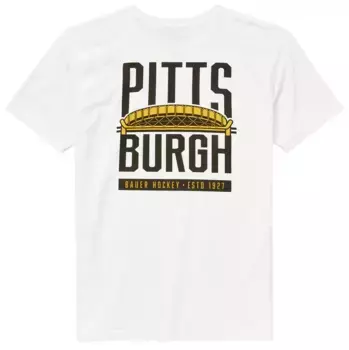 Футболка с короткими рукавами Bauer Pittsburgh, молодежная, белый