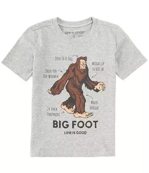 Футболка с короткими рукавами Big Foot для мальчиков 8–20 лет Life is Good, серый