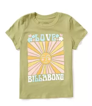 Футболка с короткими рукавами Billabong Big Girls 7–16 Love Shine, зеленый