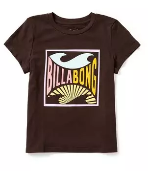 Футболка с короткими рукавами Billabong Big Girls 7–16 Throwback Waves, черный