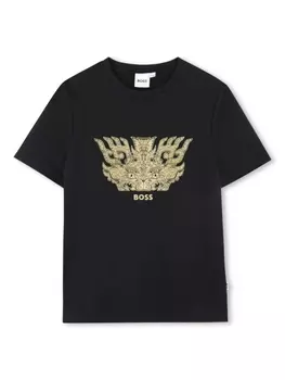 Футболка с короткими рукавами BOSS Kidswear, черный