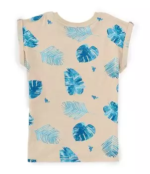 Футболка с короткими рукавами Burt's Bees Little Boys от 2 до 5 лет с яркими пальмами, бежевый